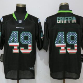 Nike Seahawks 49 Shaquill Griffin Black USA Flag Fashion Elite Jersey