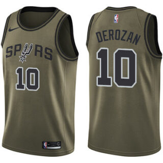 Nike Spurs #10 DeMar DeRozan Green NBA Swingman Salute to Service Jersey
