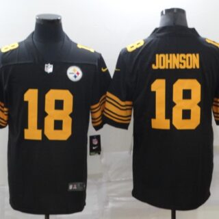 Nike Steelers 18 Diontae Johnson Black Color Rush Limited Jersey