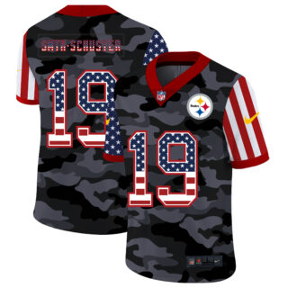 Nike Steelers 19 JuJu-Smith Schuster Camo 2020 USA Flag Salute To Service Limited Jersey