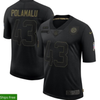 Nike Steelers 43 Troy Polamalu Black 2020 Salute To Service Limited Jersey