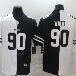 Nike Steelers 90 T.J. Watt Black And White Split Vapor Untouchable Limited Jersey