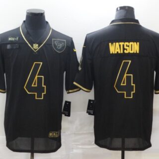 Nike Texans 4 Deshaun Watson Black Gold 2020 Salute To Service Limited Jersey