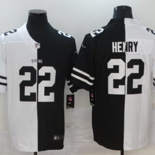 Nike Titans 22 Derrick Henry Black And White Split Vapor Untouchable Limited Jersey