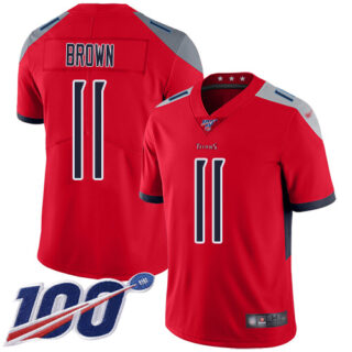 Nike Titans #11 A.J. Brown Red Men's Stitched Football Limited Inverted Legend 100th Season Jersey