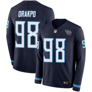 Nike Titans #98 Brian Orakpo Navy Blue Team Color Men's Stitched NFL Limited Therma Long Sleeve Jersey