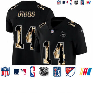 Nike Vikings 14 Stefon Diggs Black Statue Of Liberty Limited Jersey
