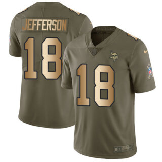 Nike Vikings #18 Justin Jefferson Olive Gold Men's Stitched NFL Limited 2017 Salute To Service Jersey