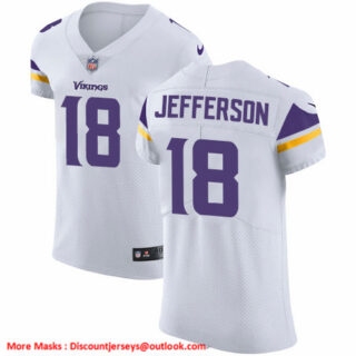 Nike Vikings #18 Justin Jefferson White Men's Stitched NFL New Elite Jersey
