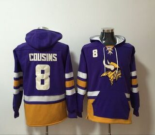 Nike Vikings 8 Kirk Cousins Purple All Stitched Hooded Sweatshirt