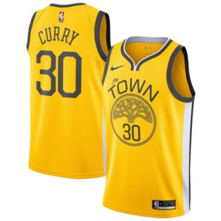 Nike Warriors #30 Stephen Curry Gold NBA Swingman Earned Edition Jersey