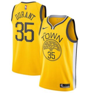 Nike Warriors #35 Kevin Durant Gold NBA Swingman Earned Edition Jersey