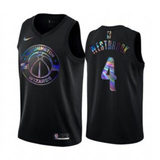 Nike Wizards #4 Russell Westbrook Men's Iridescent Holographic Collection NBA Jersey - Black