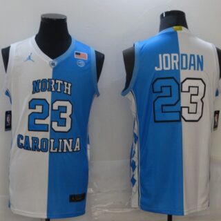 North Carolina Tar Heels 23 Michael Jordan Black And White Split College Basketball Jersey