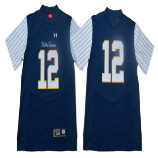 Notre Dame Fighting Irish #12 Blue Under Armour College Throwback Football Jersey