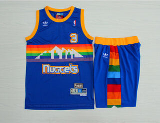 Nuggets 3 Allen Iverson Blue Hardwood Classics Jersey(With Shorts)