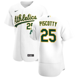 Oakland Athletics #25 Stephen Piscotty Men's Nike White Home 2020 Authentic Player MLB Jersey