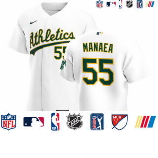 Oakland Athletics #55 Sean Manaea Men's Nike White Home 2020 Authentic Player MLB Jersey