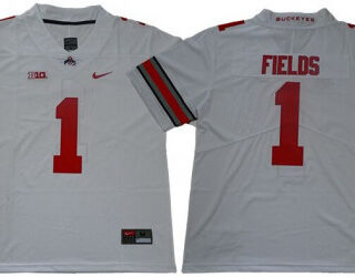 Ohio State Buckeyes 1 Justin Fields Limited College Football White Jersey