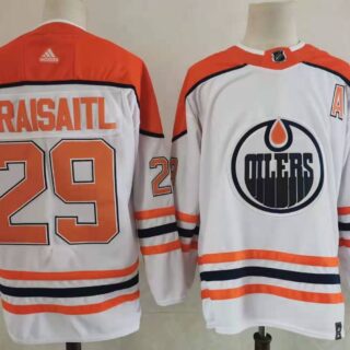 Oilers 29 Leon Draisaitl White 2020-21 Reverse Retro Adidas Jersey