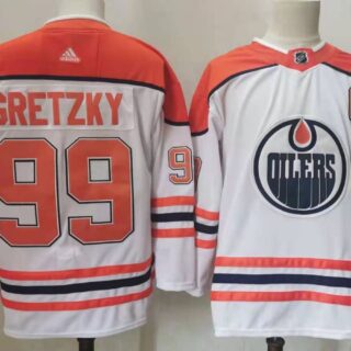 Oilers 99 Wayne Gretzky White 2020-21 Reverse Retro Adidas Jersey