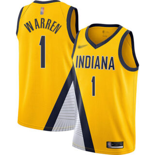 Pacers #1 T.J. Warren Gold Basketball Swingman Statement Edition 2019 2020 Jersey