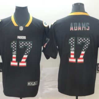 Packers 17 Davante Adams Black USA Flag Fashion Limited Jersey