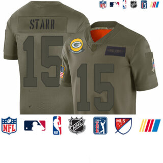 Packers #15 Bart Starr Camo Youth Stitched Football Limited 2019 Salute to Service Jersey