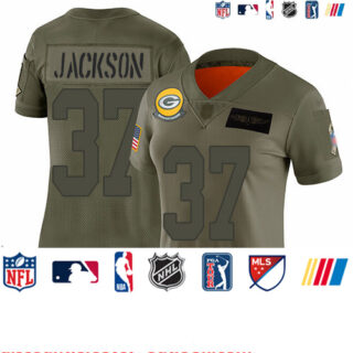 Packers #37 Josh Jackson Camo Women's Stitched Football Limited 2019 Salute to Service Jersey