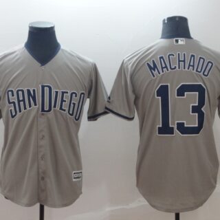 Padres 13 Manny Machado Gray Cool Base Jersey