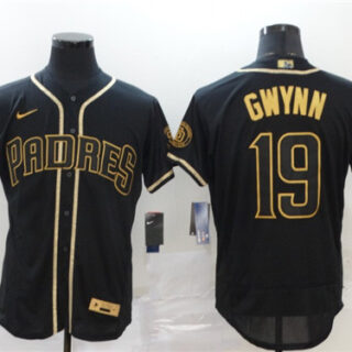 Padres 19 Tony Gwynn Black Gold 2020 Nike Cool Base Jersey