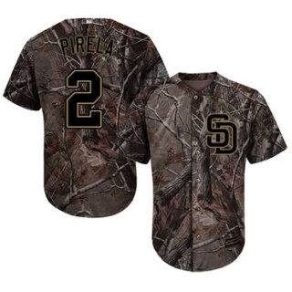 Padres #2 Jose Pirela Camo Realtree Collection Cool Base Stitched Baseball Jersey