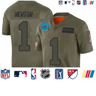 Panthers #1 Cam Newton Camo Youth Stitched Football Limited 2019 Salute to Service Jersey