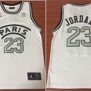 Paris Saint-Germain 23 Michael Jordan White Fashion Jersey