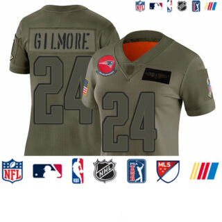 Patriots #24 Stephon Gilmore Camo Women's Stitched Football Limited 2019 Salute to Service Jersey