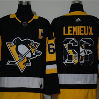 Penguins 66 Mario Lemieux Black Adidas Fashion Jersey