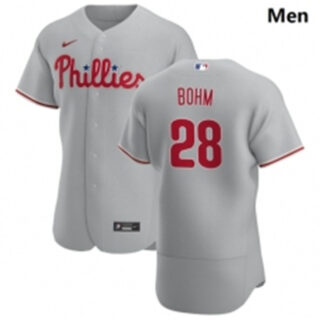 Philadelphia Phillies 28 Alec Bohm Men Nike Gray Road 2020 Authentic Player MLB Jersey