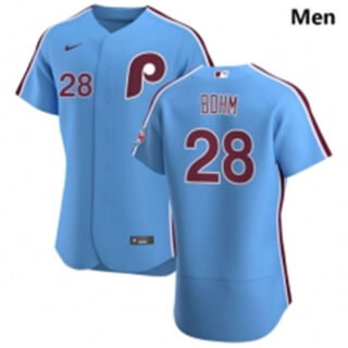 Philadelphia Phillies 28 Alec Bohm Men Nike Light Blue Alternate 2020 Authentic Player MLB Jersey