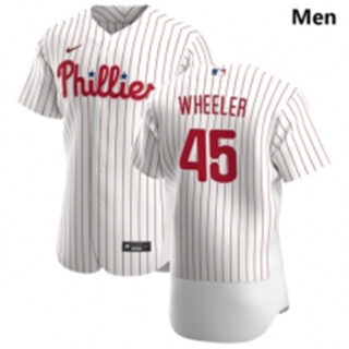 Philadelphia Phillies 45 Zack Wheeler Men Nike White Home 2020 Authentic Player MLB Jersey