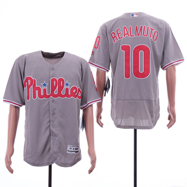 Phillies 10 J.T. Realmuto Gray Flexbase Jersey