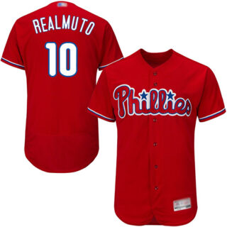 Phillies #10 J. T. Realmuto Red Flexbase Authentic Collection Stitched Baseball Jersey