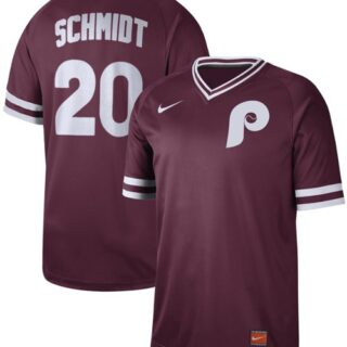 Phillies #20 Mike Schmidt Maroon Authentic Cooperstown Collection Stitched Baseball Jersey
