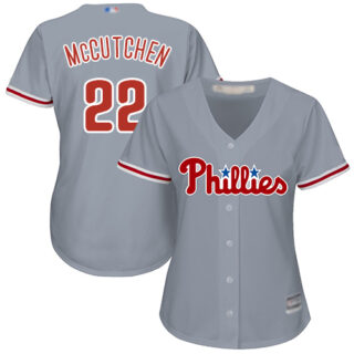 Phillies #22 Andrew McCutchen Grey Road Women's Stitched Baseball Jersey