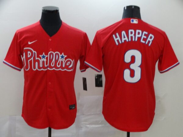 Phillies 3 Bryce Harper Red 2020 Nike Cool Base Jersey