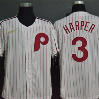 Phillies 3 Bryce Harper White 2020 Nike Throwback Cool Base Jersey