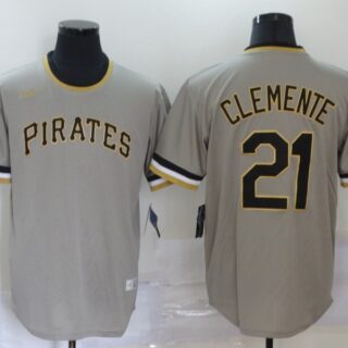 Pirates 21 Roberto Clemente Gray Nike Cool Base Throwback Jersey