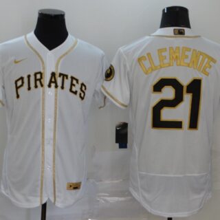 Pirates 21 Roberto Clemente White Gold 2020 Nike Flexbase Jersey