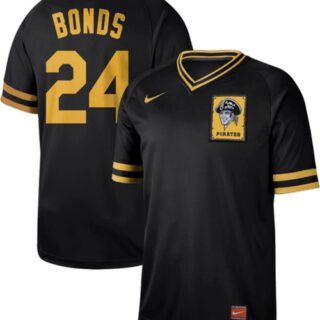 Pirates #24 Barry Bonds Black Authentic Cooperstown Collection Stitched Baseball Jersey