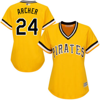 Pirates #24 Chris Archer Gold Alternate Women's Stitched Baseball Jersey