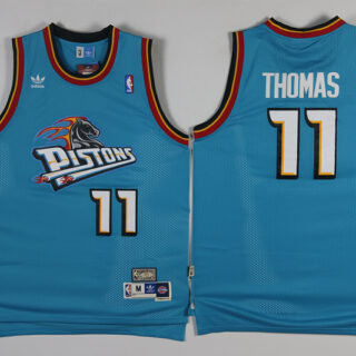 Pistons 11 Isiah Thomas Blue Hardwood Classics Mesh Jersey